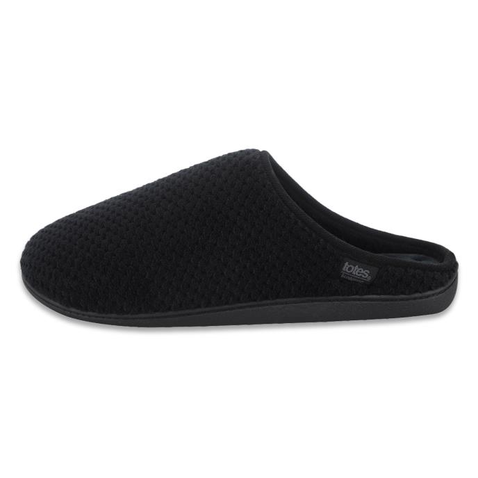 Isotoner® Mens Swept Back Popcorn Mule Slipper Black Extra Image 3